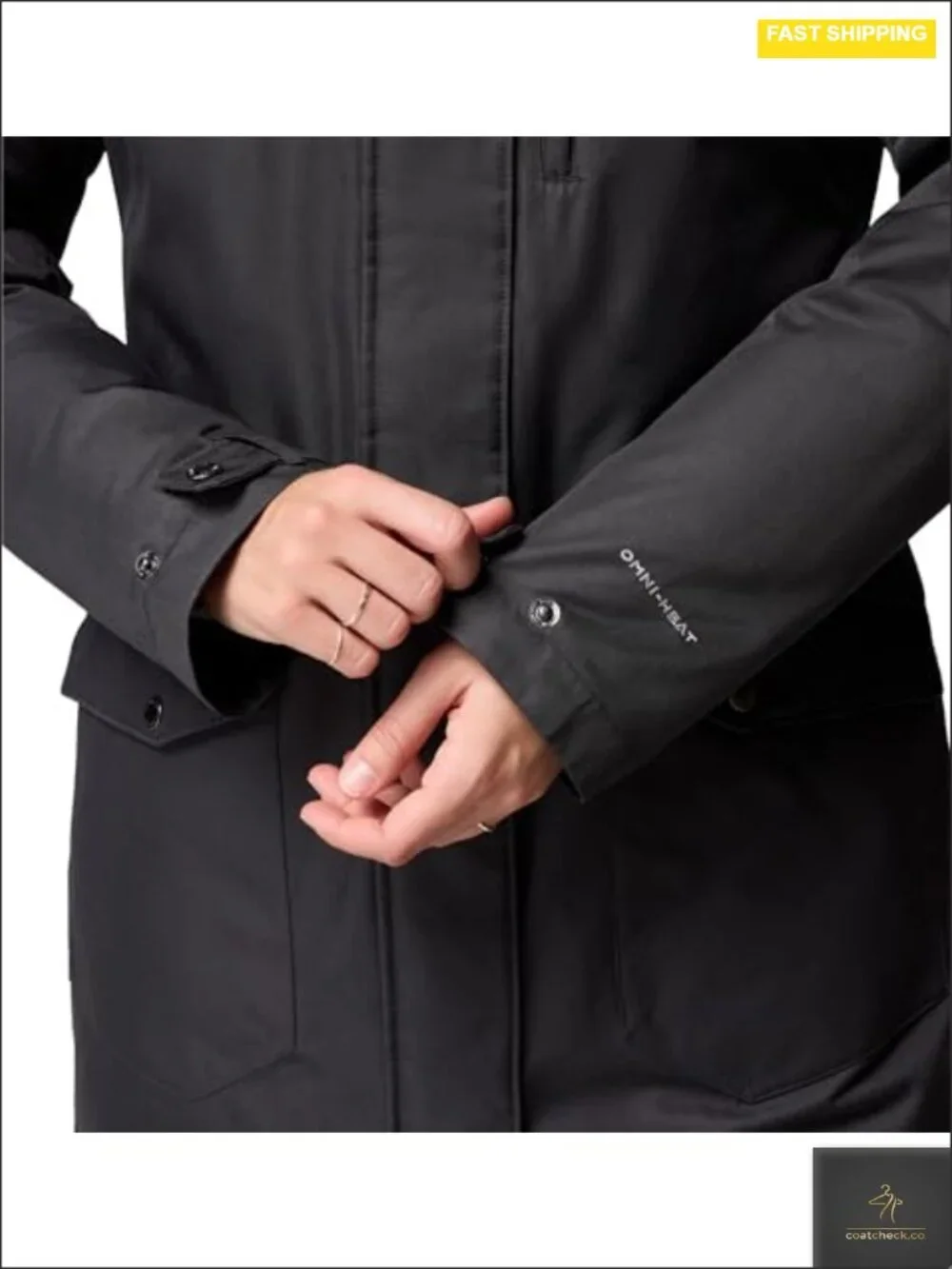 Women's Insulated Long Jacket with Faux Fur Trim, Omni-Heat